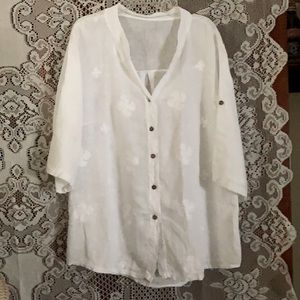 NWOT Made in Italy 100% Linen Button Down Top